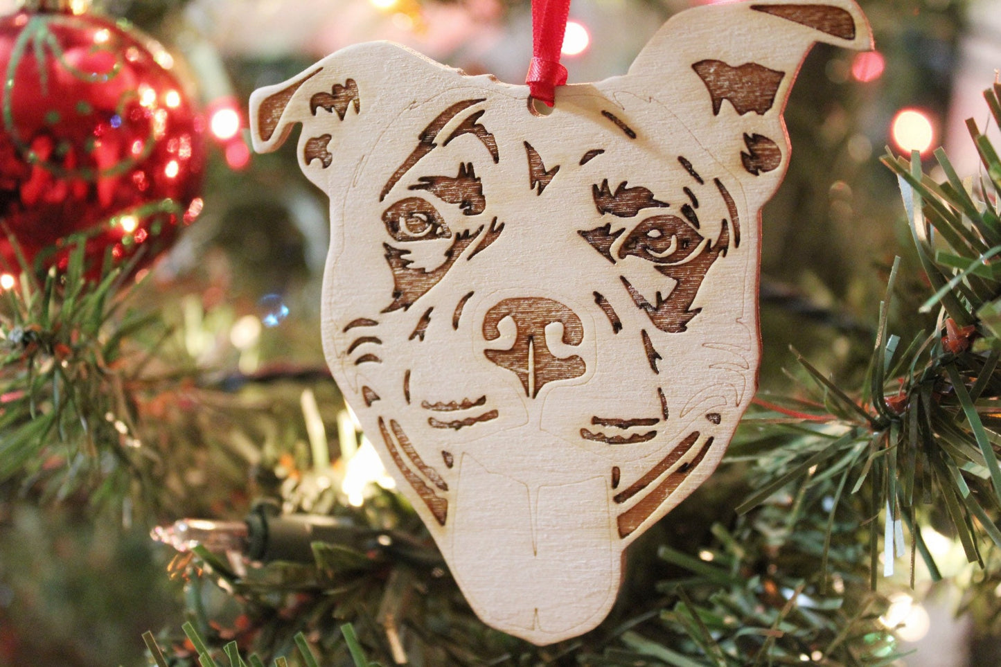 Pit Bull Dog Mom Christmas Ornament Gift For Her, Smiling Bully Dog Lover Gift