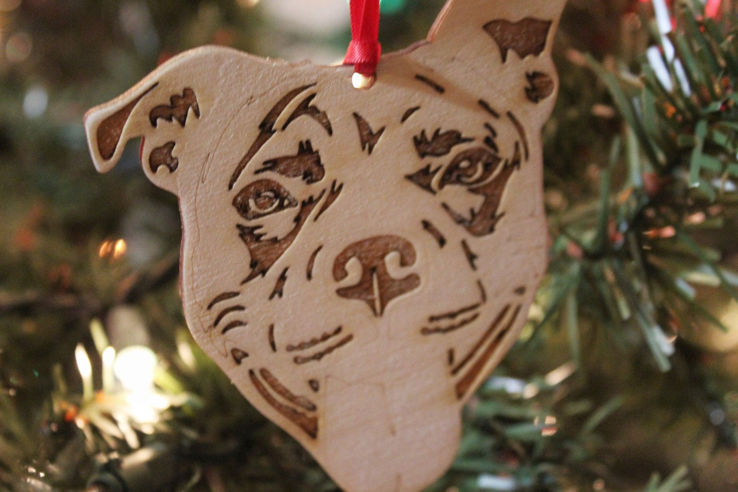 Pit Bull Dog Mom Christmas Ornament Gift For Her, Smiling Bully Dog Lover Gift