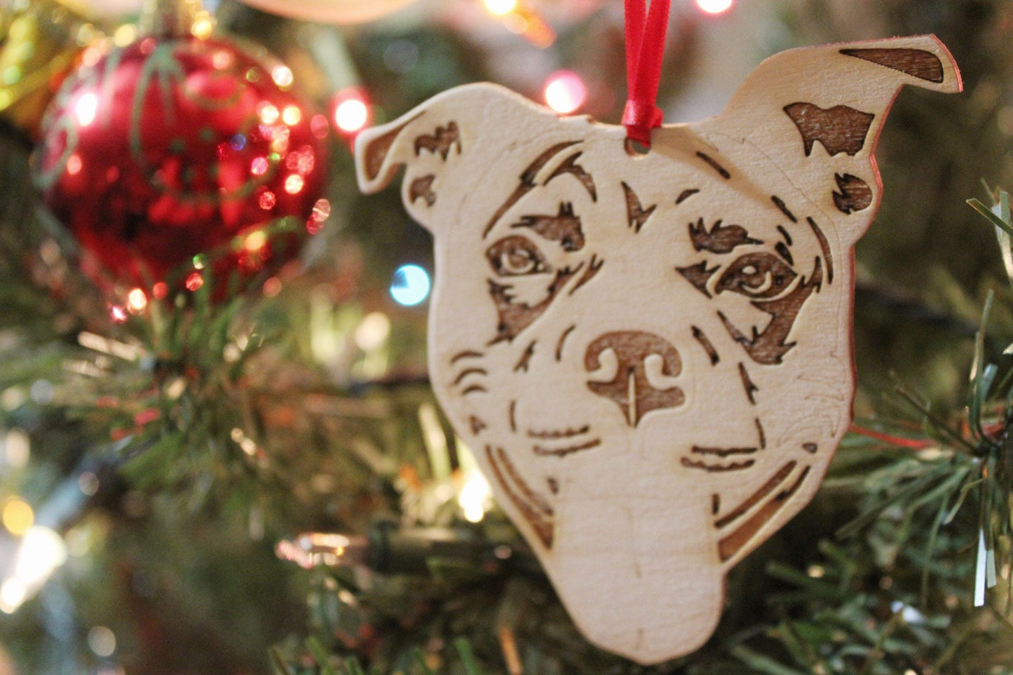 Pit Bull Dog Mom Christmas Ornament Gift For Her, Smiling Bully Dog Lover Gift