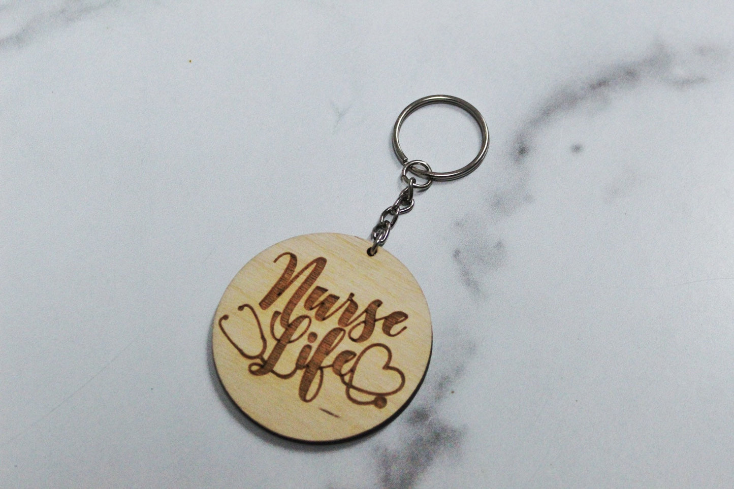 Cute Nurse Life Wooden Engraved Keychain Gift For Her, Nursing Student Registered Nurse Wood Key Fob