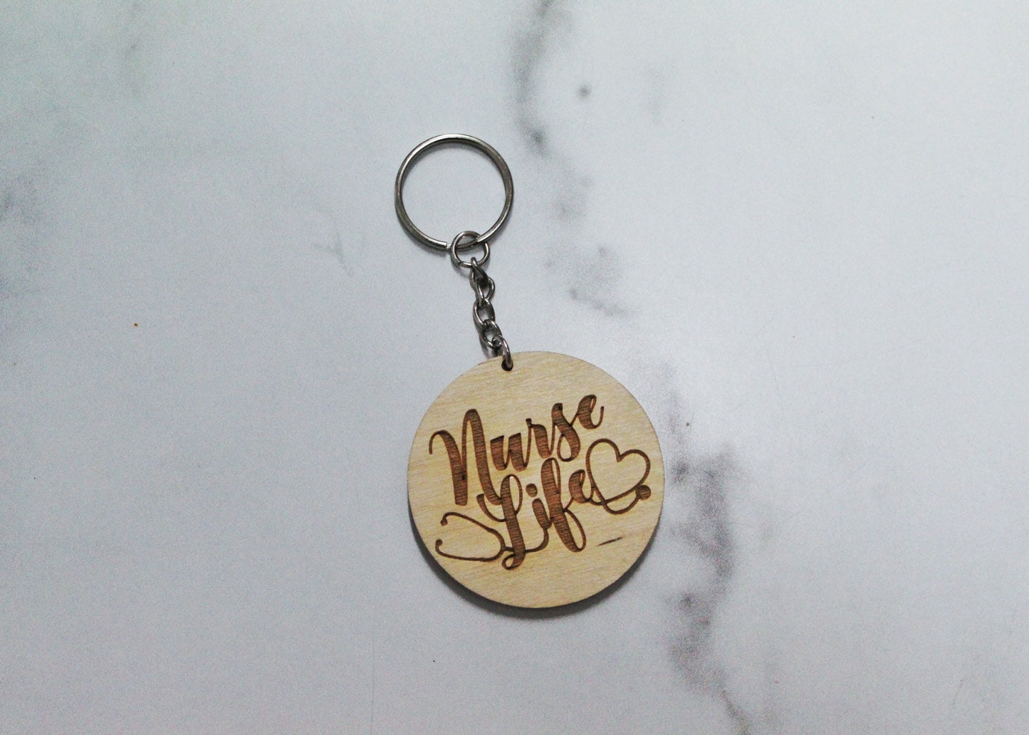 Cute Nurse Life Wooden Engraved Keychain Gift For Her, Nursing Student Registered Nurse Wood Key Fob