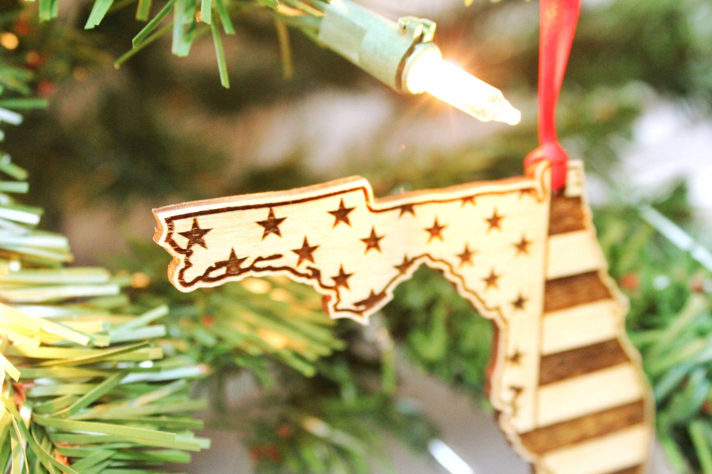 Florida American Flag Christmas Ornament Gift For Him, Floridian Patriotic Flag Christmas Ornament Gift For Dad