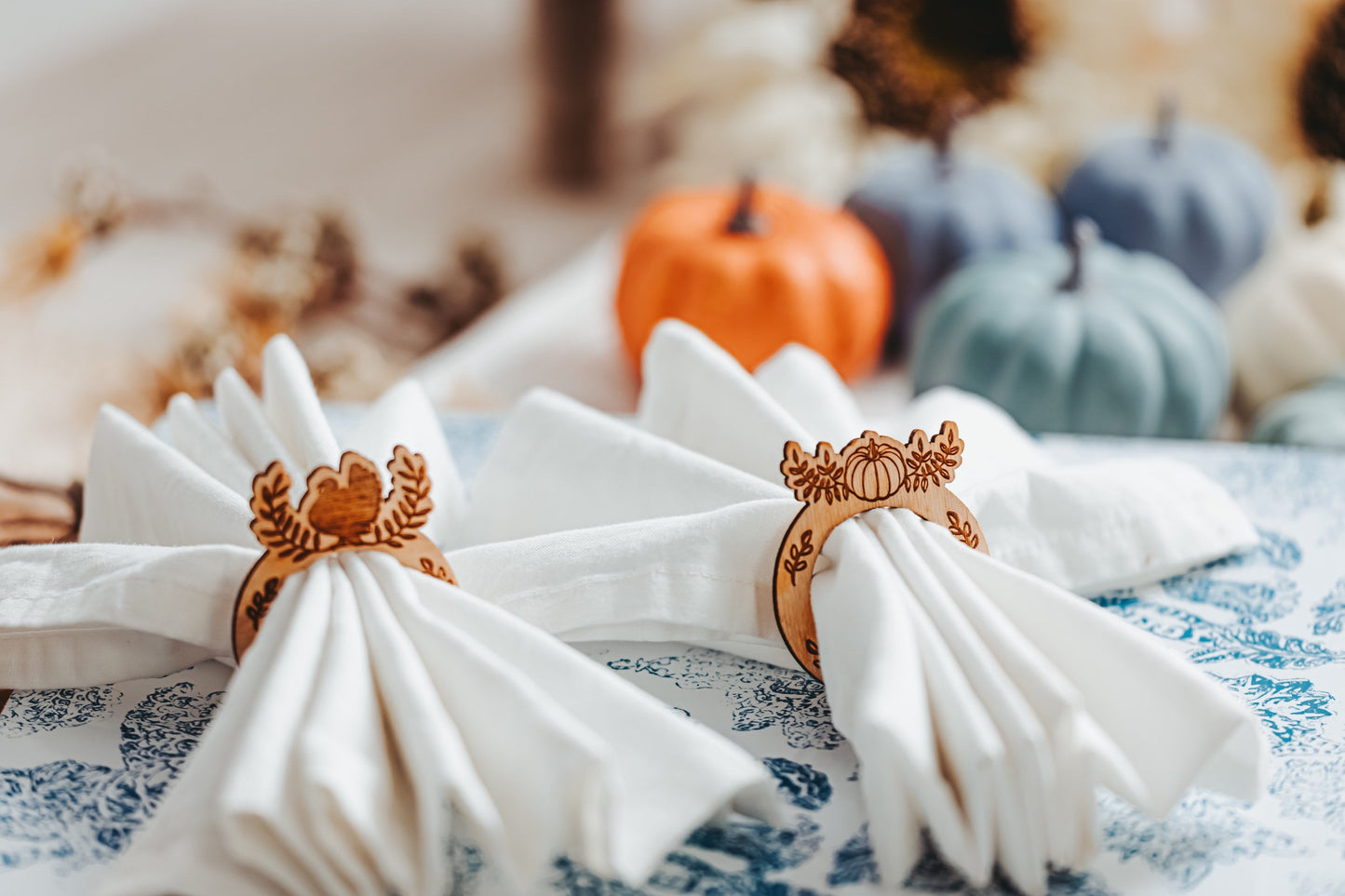 Thanksgiving Napkin Rings For Thanksgiving Dinner, Turkey Or Pumpkin Napkin Ring Table Setting Decorations For Friendsgiving Brunch
