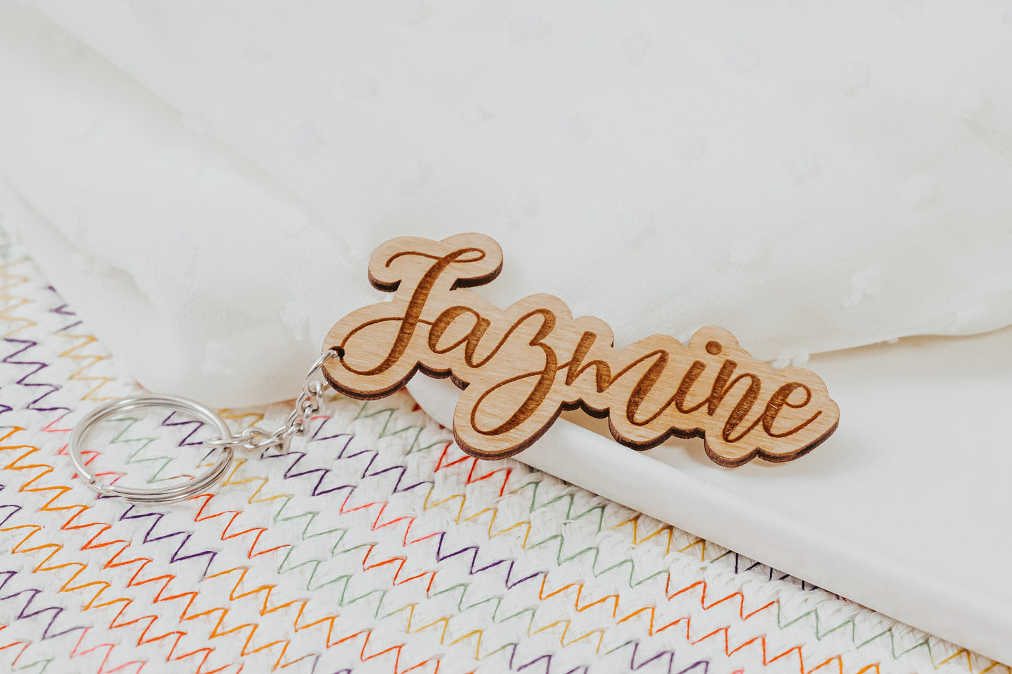 Custom Wooden Name Keychain Backpack Tag Kids Gift For Her, Personalized Last Name Aesthetic Diaper Bag Car Accessories Gift for Teen Driver