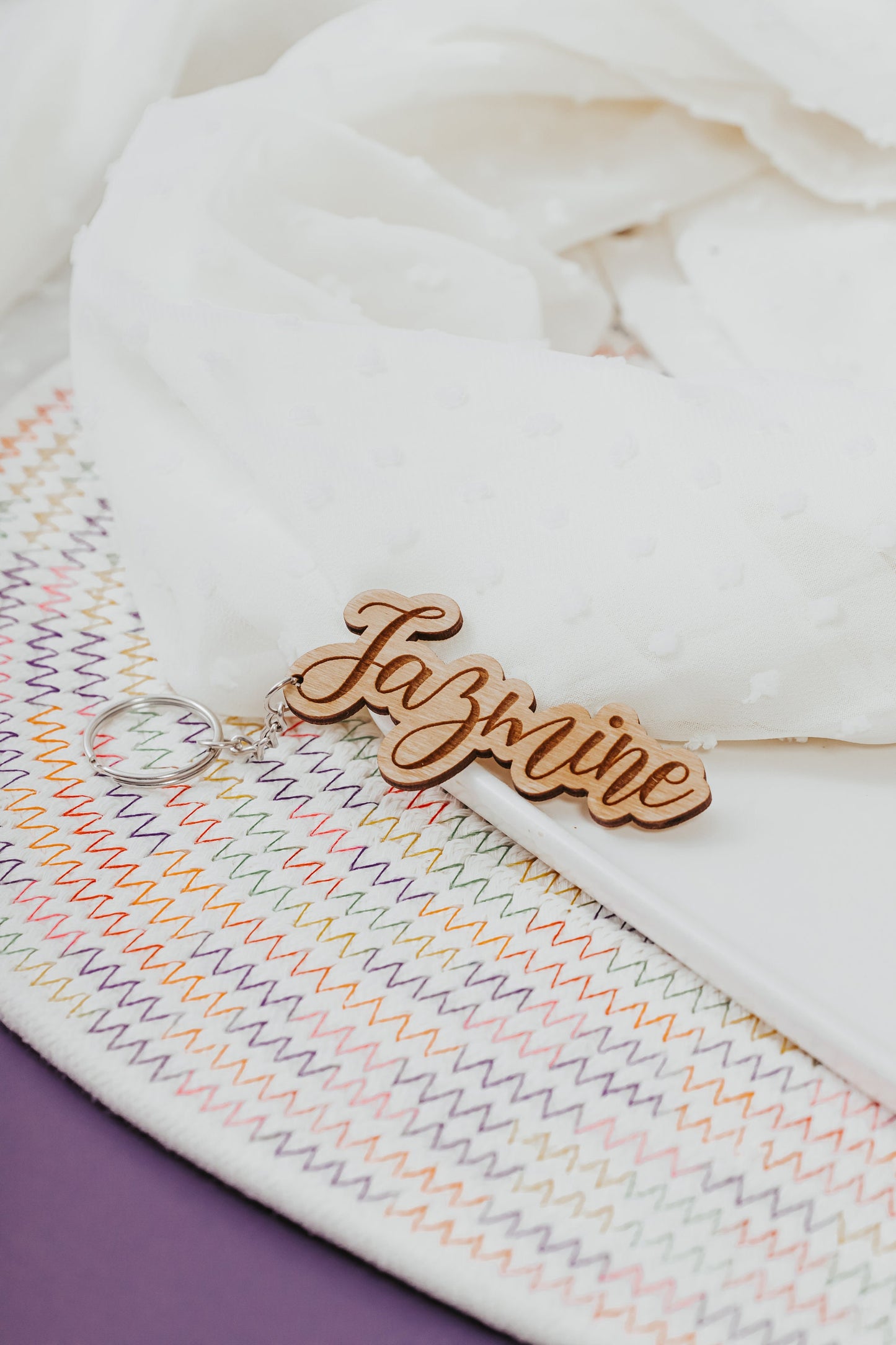 Custom Wooden Name Keychain Backpack Tag Kids Gift For Her, Personalized Last Name Aesthetic Diaper Bag Car Accessories Gift for Teen Driver
