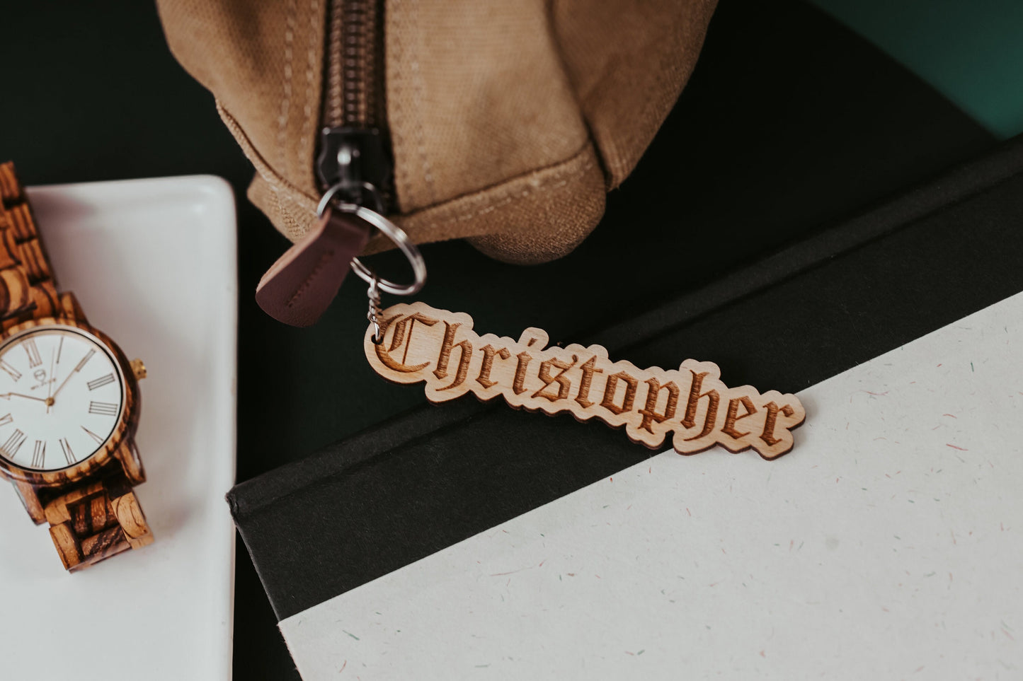 Custom Wooden Name Keychain Backpack Tag Kids Gift For Her, Personalized Last Name Aesthetic Diaper Bag Car Accessories Gift for Teen Driver