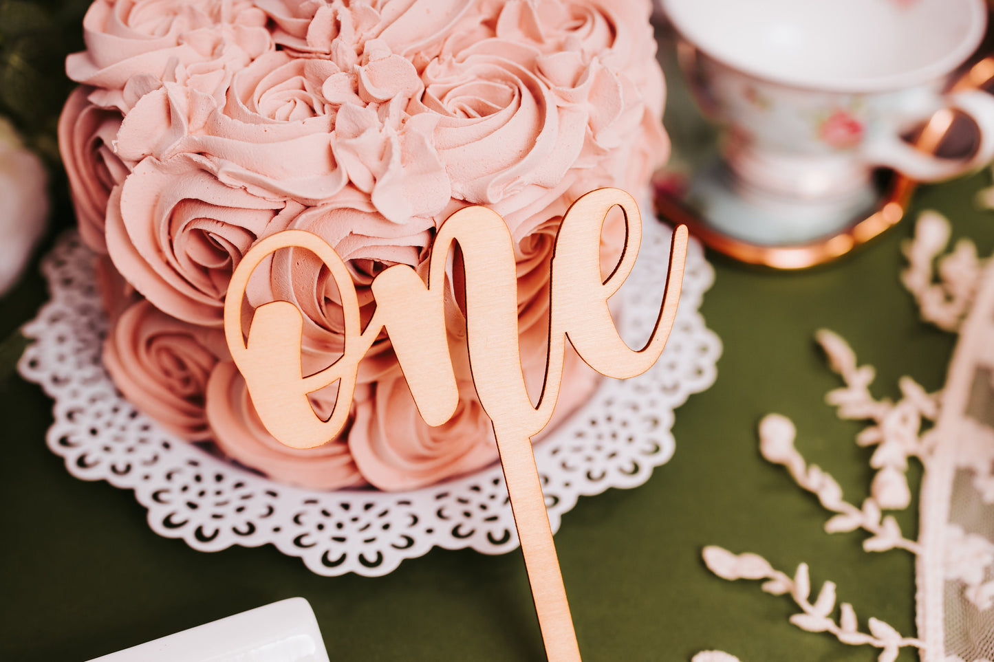 Wooden First Birthday One Cake Topper, Natural Rustic Custom First Party Cake Smash Topper