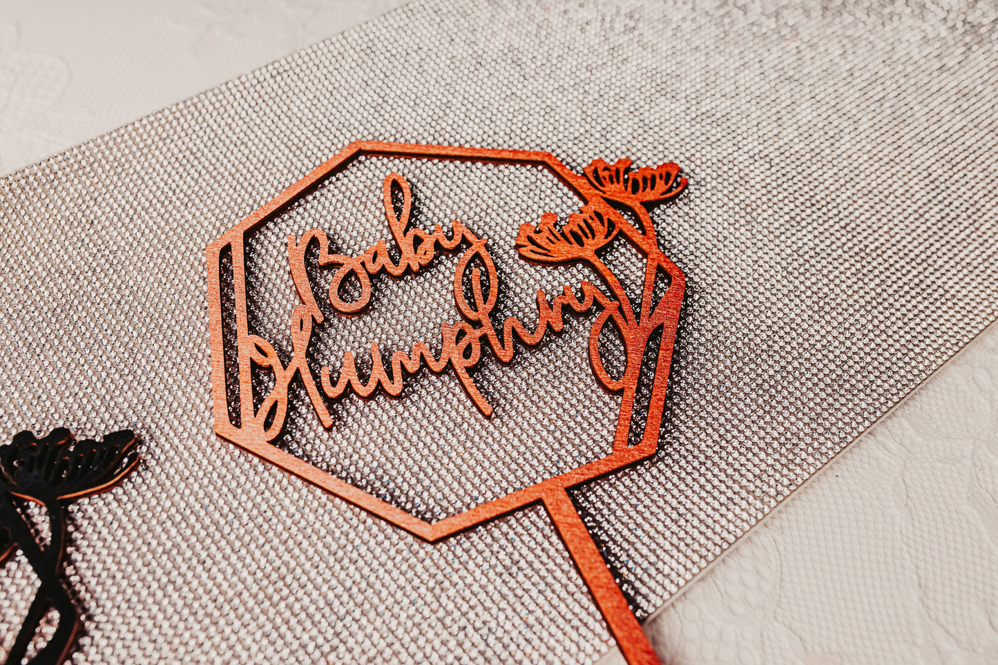 Custom Name Personalized Heptagon Wooden Western Wedding Cake Topper Rustic Gold Silver Rose Gold Black Anniversary Name Geometric Topper