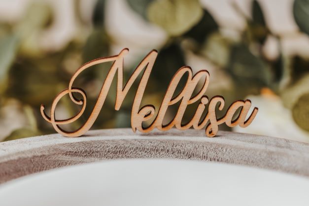Custom Cursive Wedding Custom Name Place Cards, Personalized Wedding Party Wooden Laser Cut Name Plate Setting Guest Name Cutout
