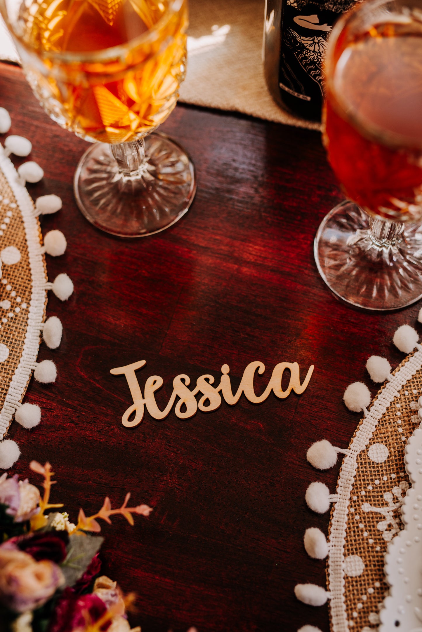 Wedding Name Place Cards, Personalized Wedding Party Laser Cut Name Plate Setting Guest Name Cutout