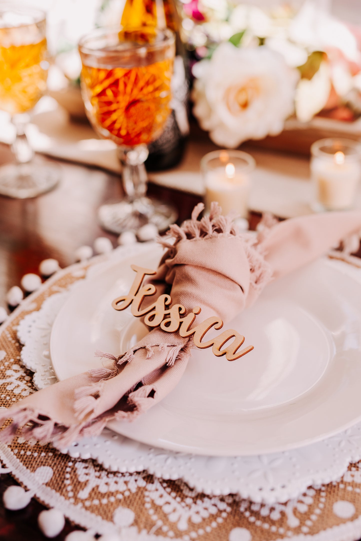 Wedding Name Place Cards, Personalized Wedding Party Laser Cut Name Plate Setting Guest Name Cutout