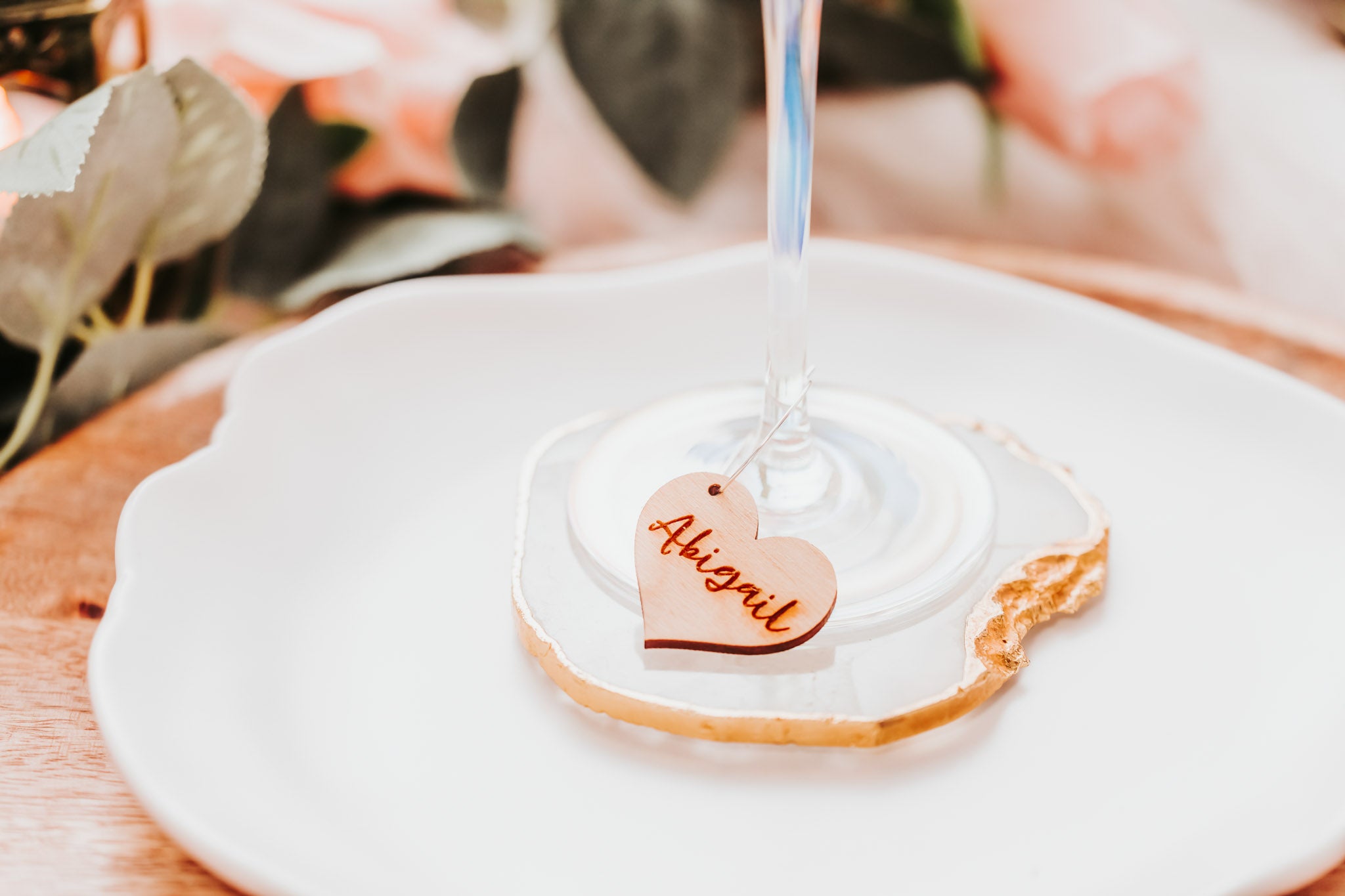 Cute Heart Shaped Wine Glass Charm Place Setting For Birthdays Weddings