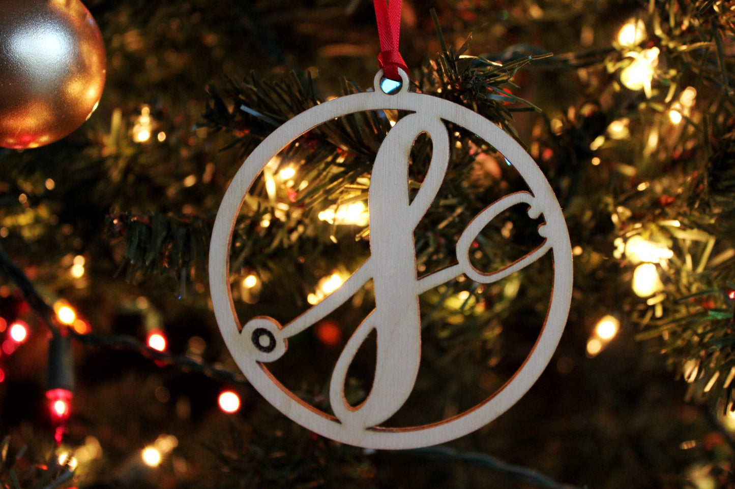 Nurses Stethoscope Monogram Christmas Ornaments, Nurse Initial Monogrammed Stethoscope Holiday Ornament Decor