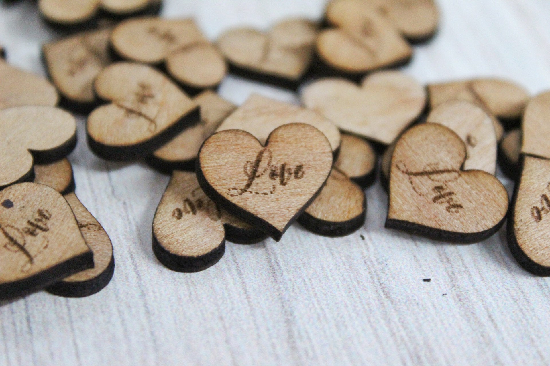 Cute Tiny Rustic Wooden Heart Wedding Love Table Confetti Decor, Guest Book Table Date Confetti Country Wedding Decor Valentine’s Day Decor