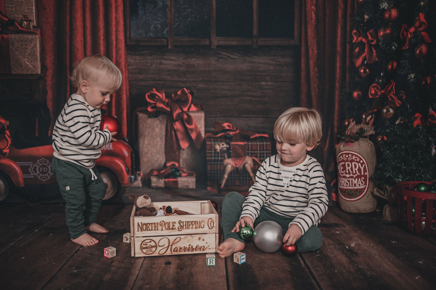 Wooden Christmas Eve Crate Box Personalized Gift Wrap Alternative, Personalized Santa Sack Natural Wood Crate Gift For Kids