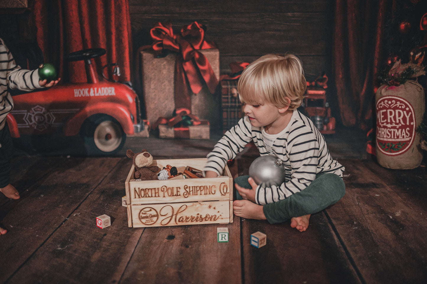 Wooden Christmas Eve Crate Box Personalized Gift Wrap Alternative, Personalized Santa Sack Natural Wood Crate Gift For Kids