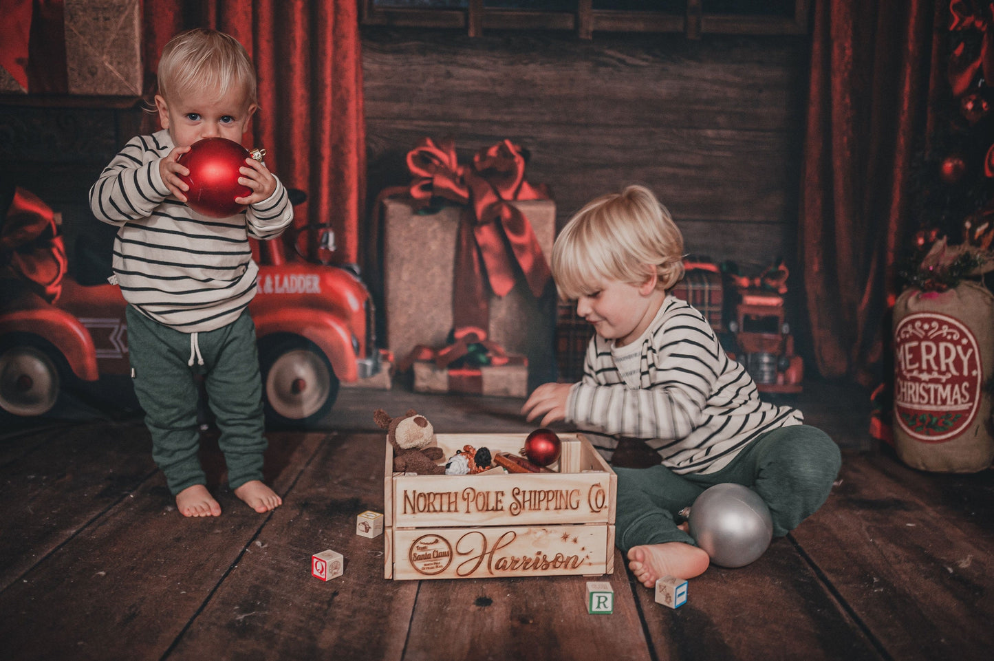 Wooden Christmas Eve Crate Box Personalized Gift Wrap Alternative, Personalized Santa Sack Natural Wood Crate Gift For Kids