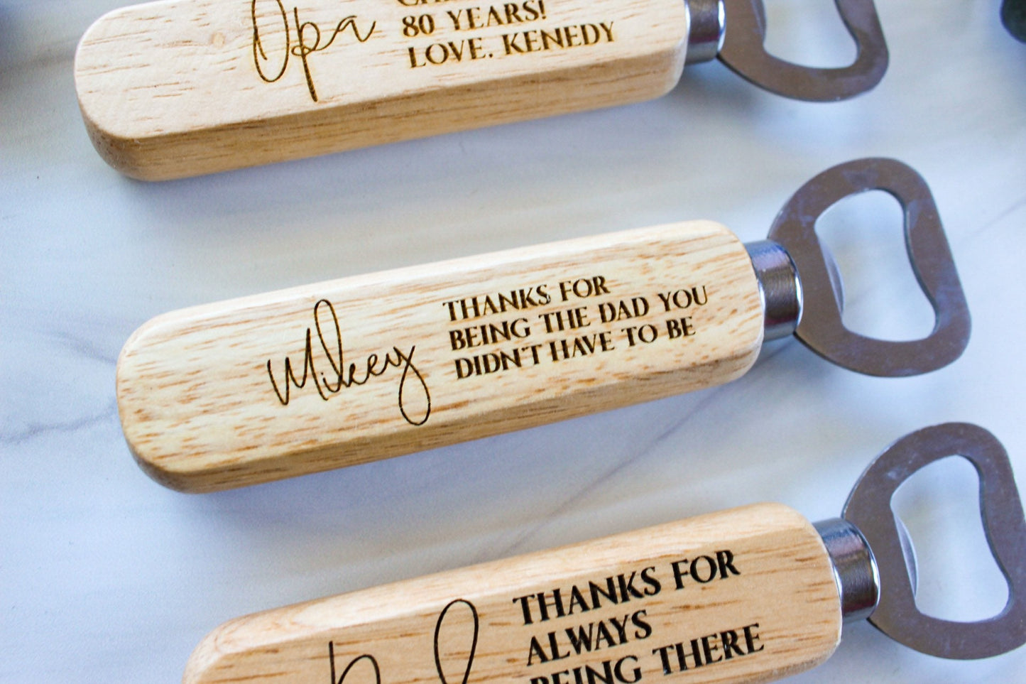 Wooden Handle Father's Day Step Dad Bottle Opener Gift For Him, Personalized Wedding Birthday Gift For Step Father