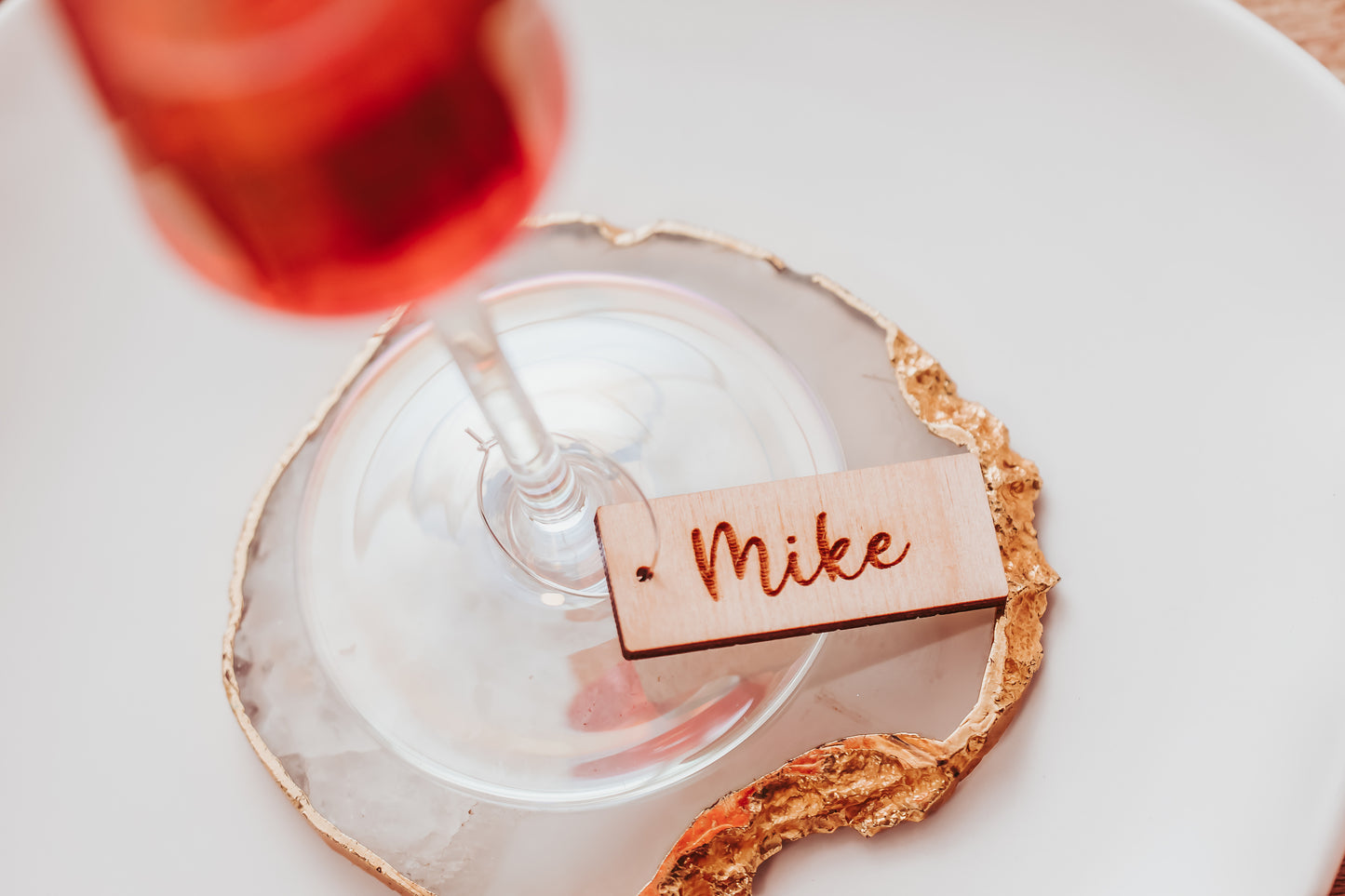 Cute Personalized Wine Glass Wooden Charms For Bridal Party, Wooden Wedding Wine Glass Charm Seating Chart Place Cards