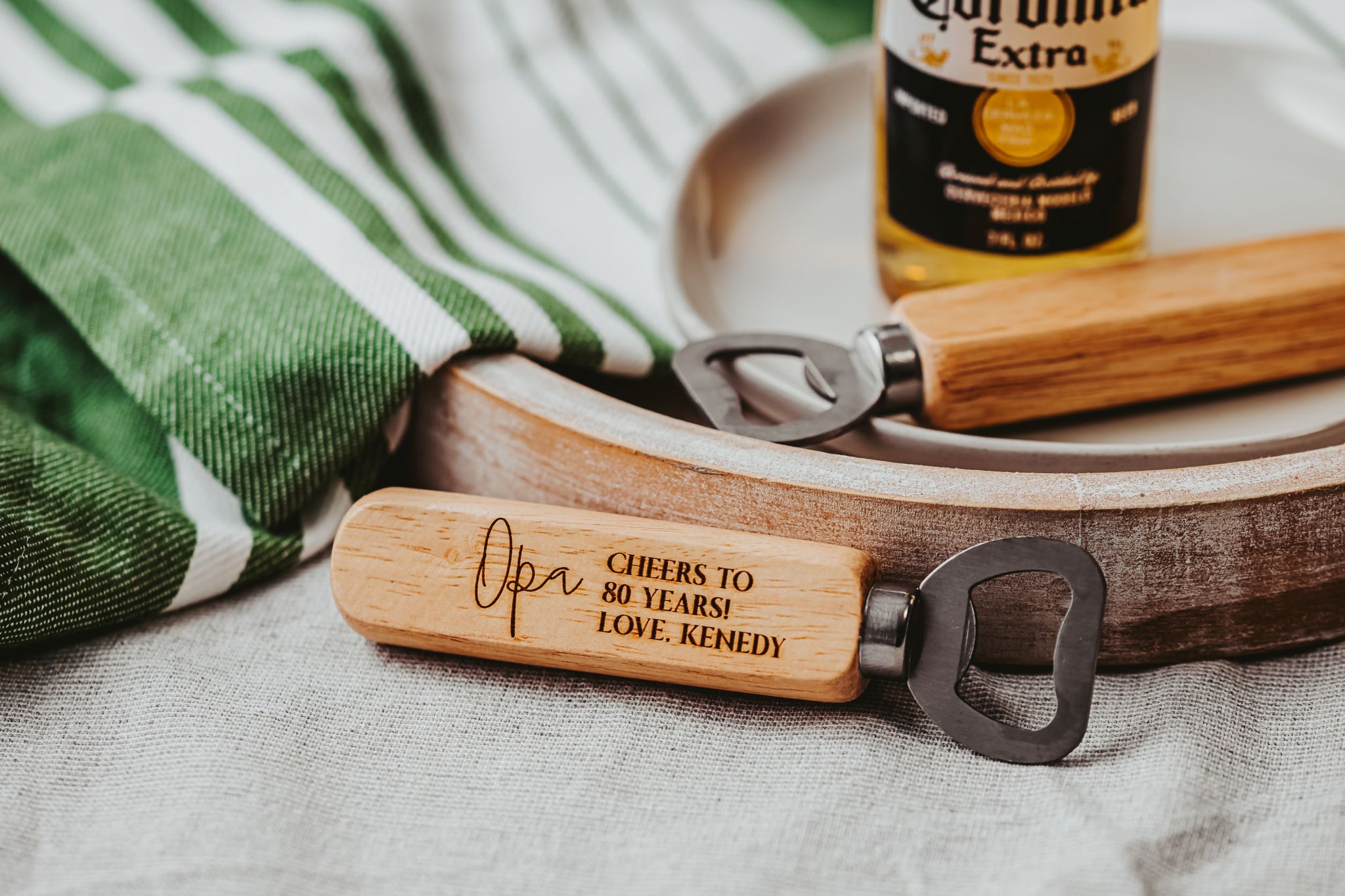 Cheers To 80 Years Wooden Handled Bottle Opener Gift For Grandpa Opa, Personalized Gift For Opa Birthday 70 60 50 40 30 years