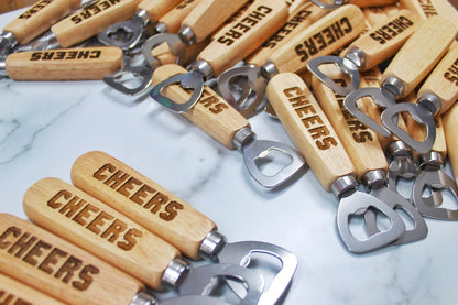 Cheers Wooden Bottle Opener Birthday Party Favors, Custom Birthday Party Favors For Him Black Friday Sale