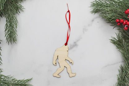 Sasquatch Wooden Christmas Ornament Gift For Him, Wood Big Foot Christmas Tree Ornament