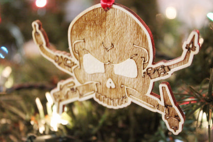 Welder Skull Christmas Ornament Gift For Him, Welders Skull Wooden Engraved Ornament Gift for Welder Dad