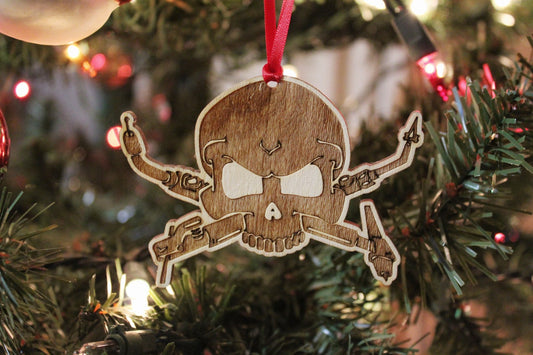 Welder Skull Christmas Ornament Gift For Him, Welders Skull Wooden Engraved Ornament Gift for Welder Dad