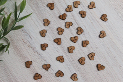 Cute Tiny Rustic Wooden Heart Wedding Love Table Confetti Decor, Guest Book Table Date Confetti Country Wedding Decor Valentine’s Day Decor