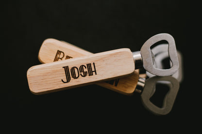 Custom Wooden Bottle Opener With Name Beer Gift For Him, Personalized Wooden Engraved Bottle Opener Fathers Day Gift For Dad