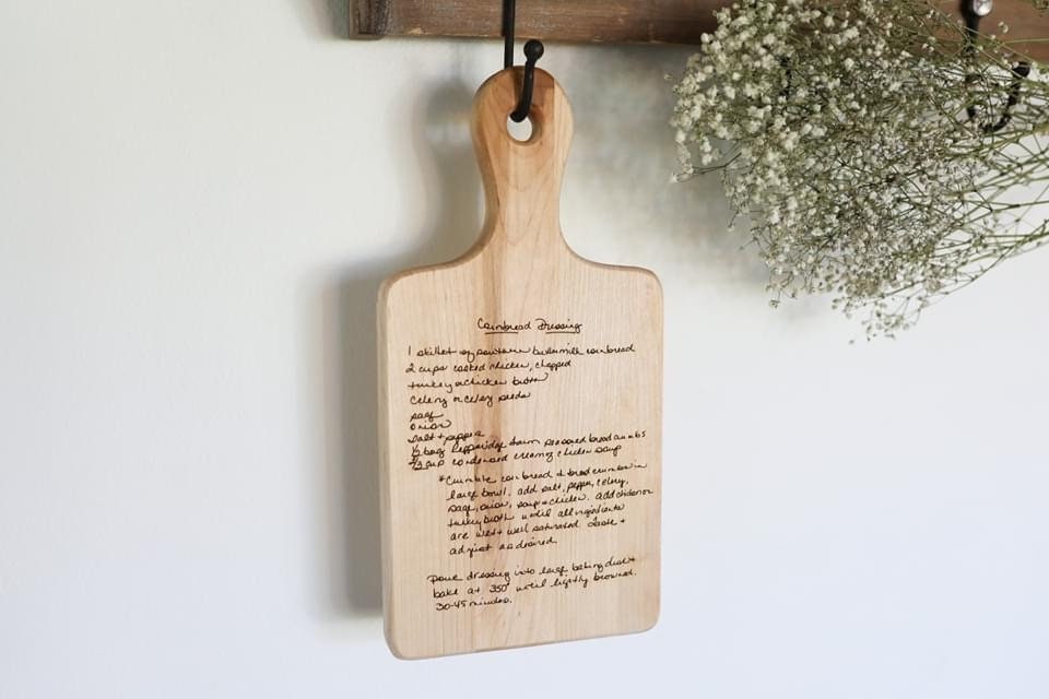 Personalized Handwritten Maple Recipe Cutting Board Gift For Her, Heirloom Chopping Board With Engraved Recipe Gift For Grandmother