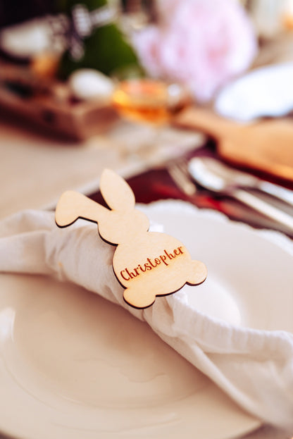 Personalized Bunny Shaped Place Card Combo For Easter Dinner Gathering, Cute Custom Holiday Name Place Holder Card For Holiday Dinner Party