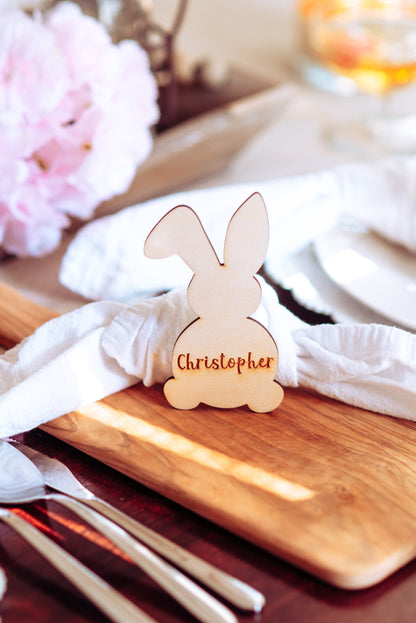 Personalized Bunny Shaped Place Card Combo For Easter Dinner Gathering, Cute Custom Holiday Name Place Holder Card For Holiday Dinner Party