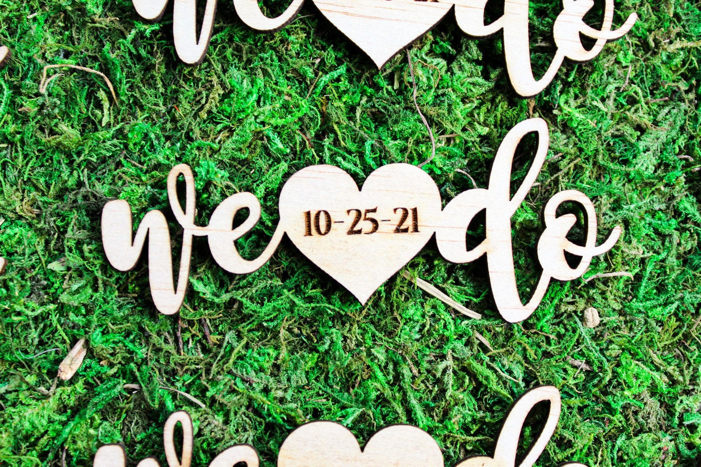 We Do Engraved Date Place Card Or Invitation Insert Wooden Save The Date Card, 4 inch Long We Do Heart Card Wedding Invitation Add On