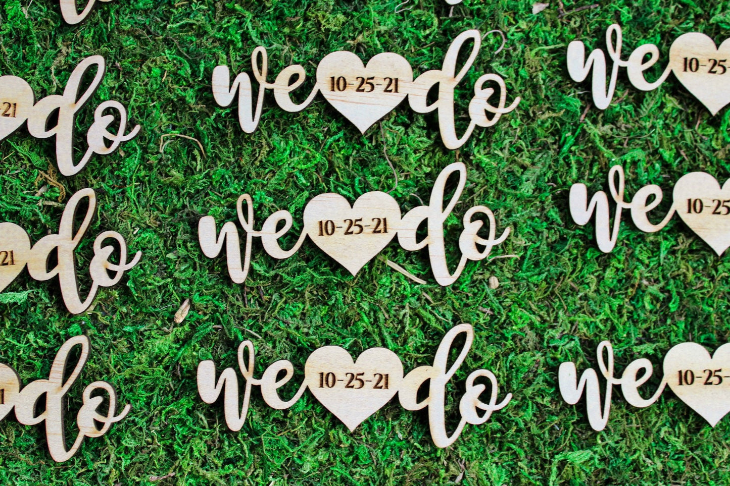 We Do Engraved Date Place Card Or Invitation Insert Wooden Save The Date Card, 4 inch Long We Do Heart Card Wedding Invitation Add On