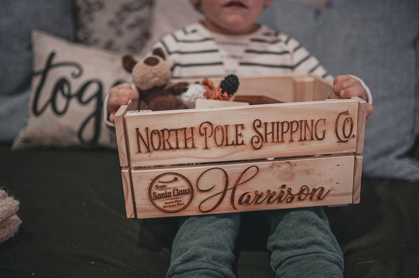 Custom Christmas Eve Crate Personalized Santa Sack Alternative Gift For Kids, Custom Night Before Christmas Eve PJ Box With Engraved Name