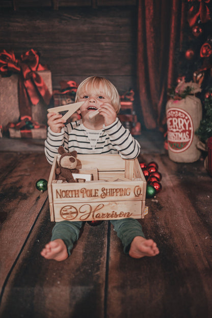 Custom Christmas Eve Crate Personalized Santa Sack Alternative Gift For Kids, Custom Night Before Christmas Eve PJ Box With Engraved Name