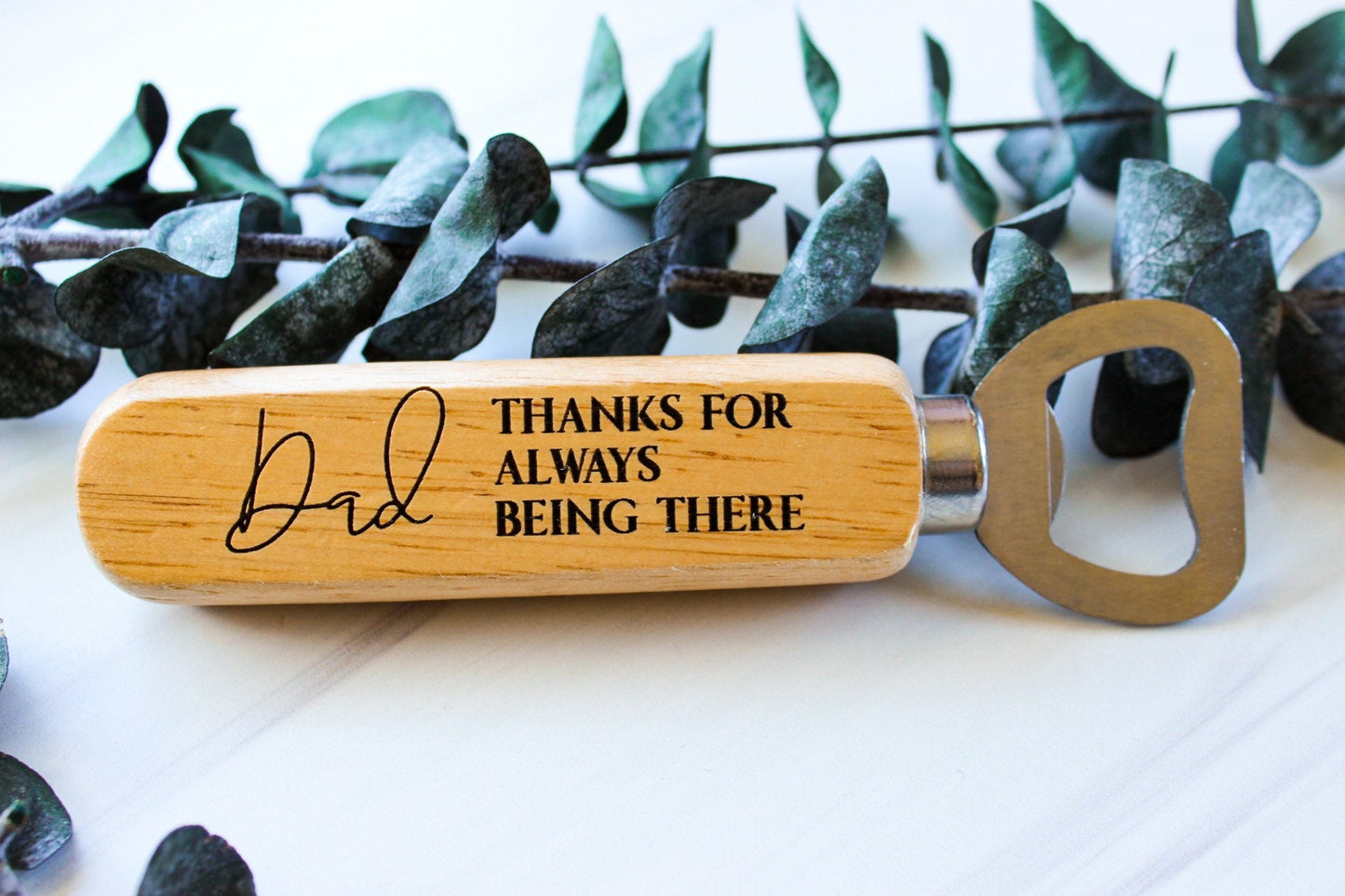 Wooden Handle Thanks For Always Being There Father's Day Bottle Opener Gift For Him Wedding, Personalized Wedding Birthday Gift For Dad