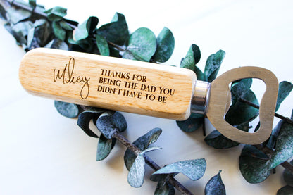 Wooden Handle Father's Day Step Dad Bottle Opener Gift For Him, Personalized Wedding  Birthday Gift For Step Father