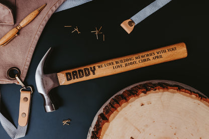 Daddy We Love Building Memories With You Personalized Hammer Father Day Gift For Dad, Custom Blue Collar Fathers Day Gift For Grandfather