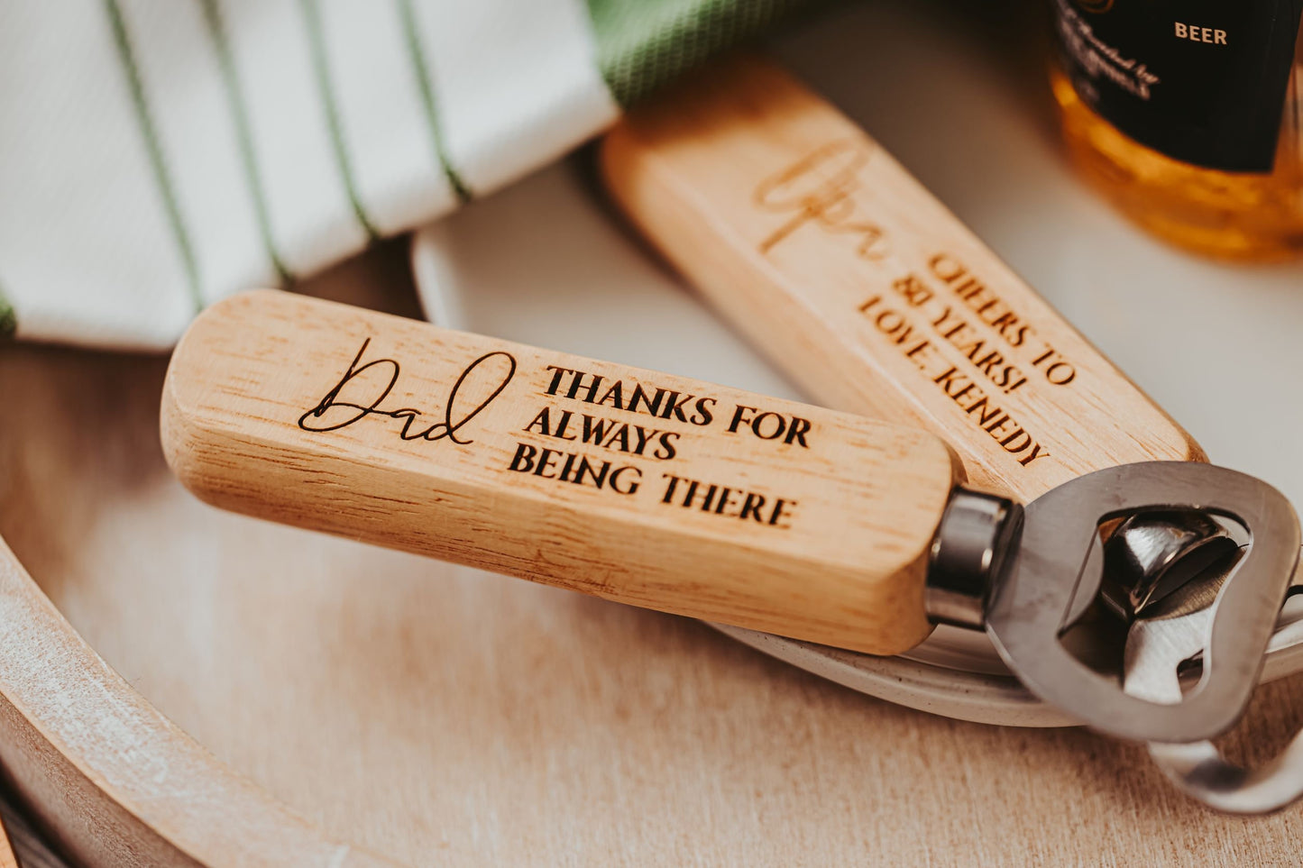 Wooden Handle Thanks For Always Being There Father's Day Bottle Opener Gift For Him Wedding, Personalized Wedding Birthday Gift For Dad