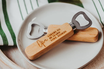 Cheers To 80 Years Wooden Handled Bottle Opener Gift For Grandpa Opa, Personalized Gift For Opa Birthday 70 60 50 40 30 years