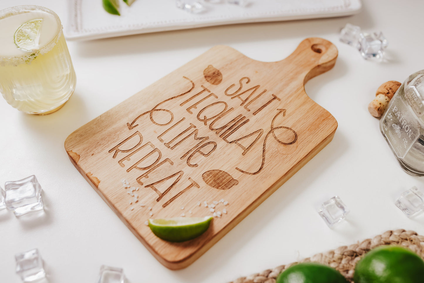 Small Salt Tequila Lime Repeat Alcohol Funny Engraved Cutting Board, Silly Tequila Lovers inch Serving Tray Bachelor Gift