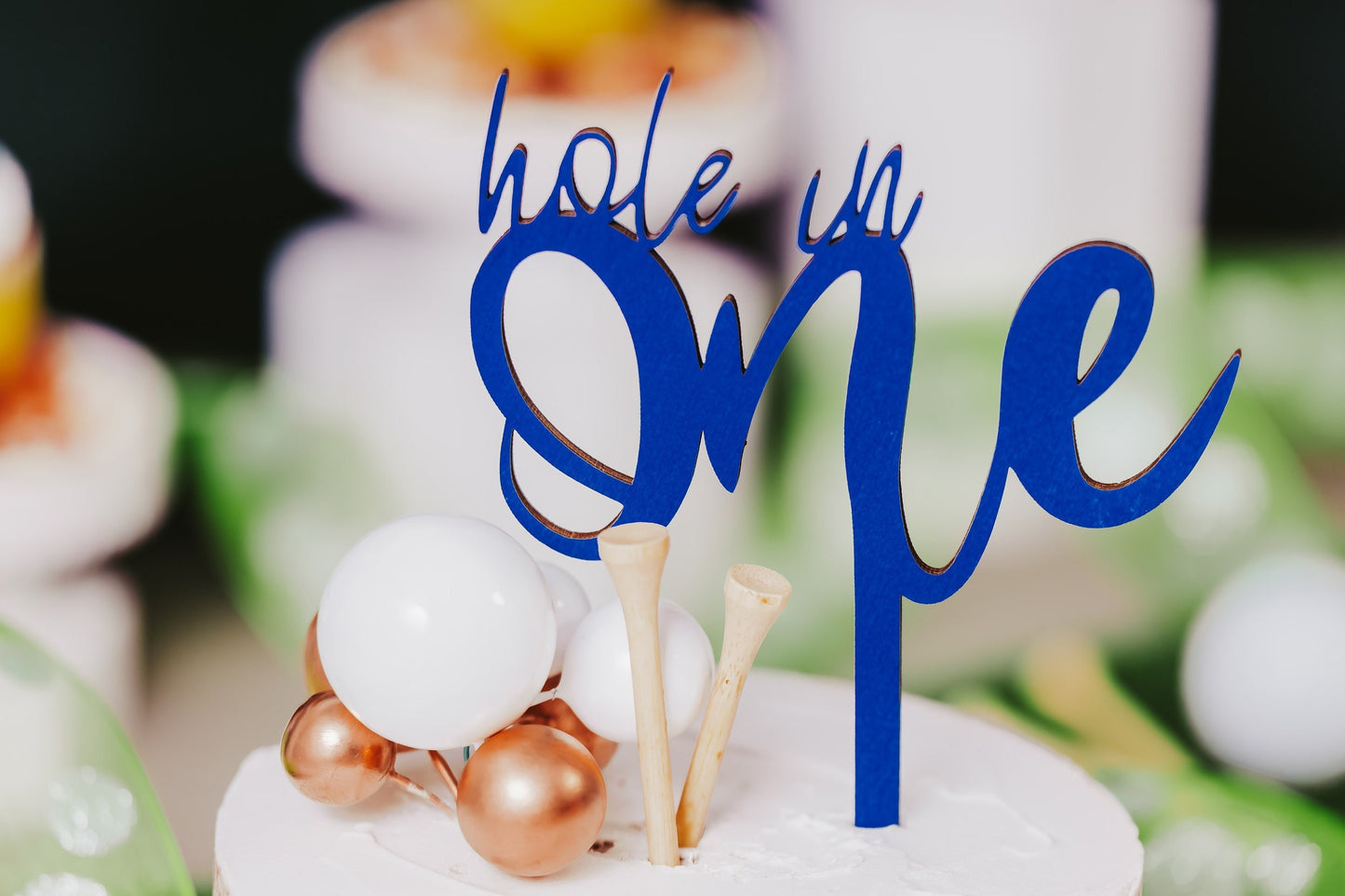 Hole In One Navy Blue Cake Topper For Boys First Golf Birthday, Hole In One Boys Cake Topper For Baby Boy Cake Smash Photoshoot