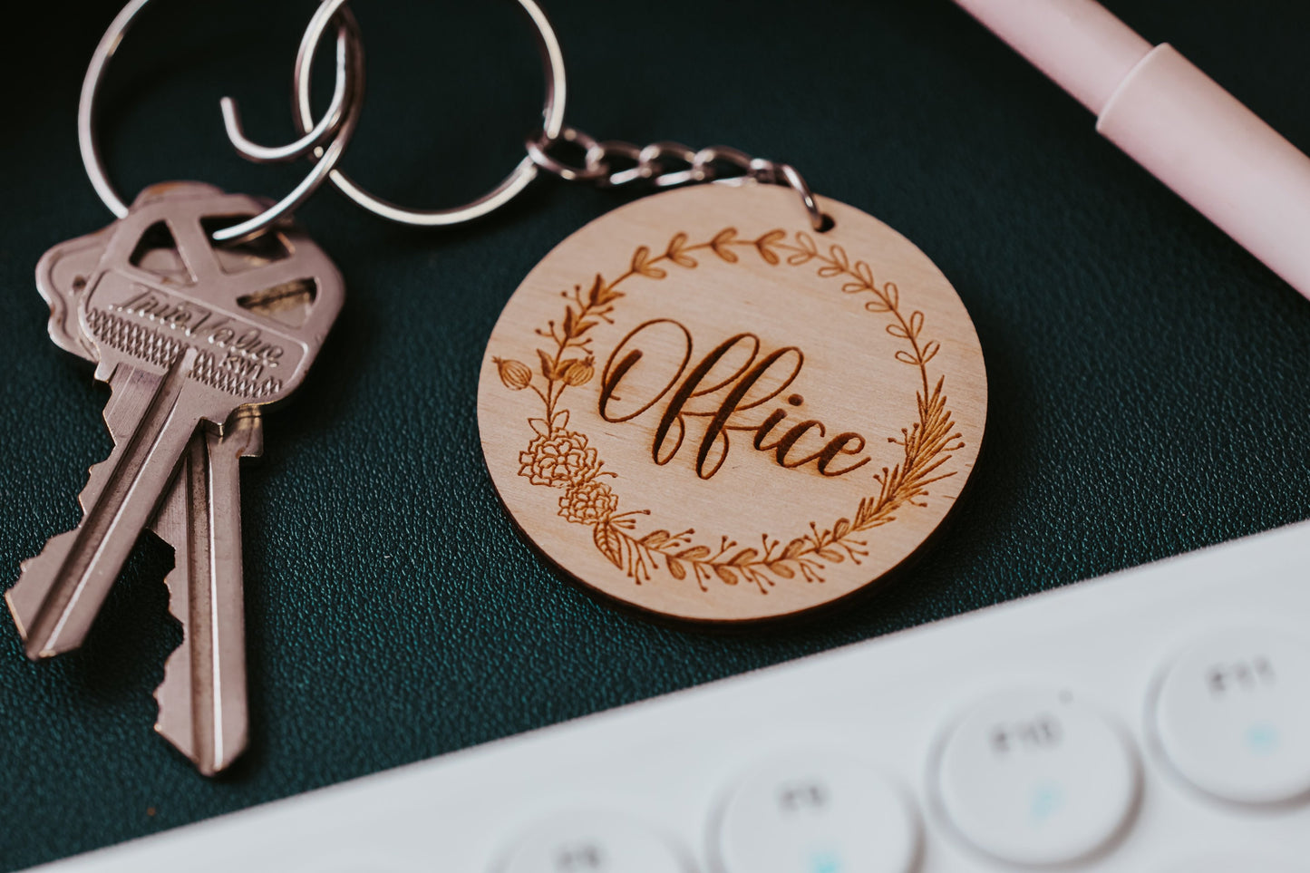 Floral Office Keychain Gift For Her, Mom Boss Work Office Key Fob Christmas Gift For Boss Lady