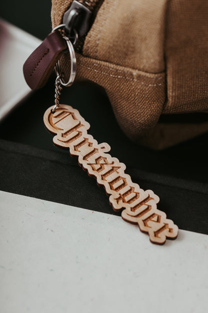 Boys Backpack Personalized Wooden Name Keychain Gift For Teens Baby Boy Custom Engraved Name Diaper Bag Gift Key Ring For Car Keys Lunch Box