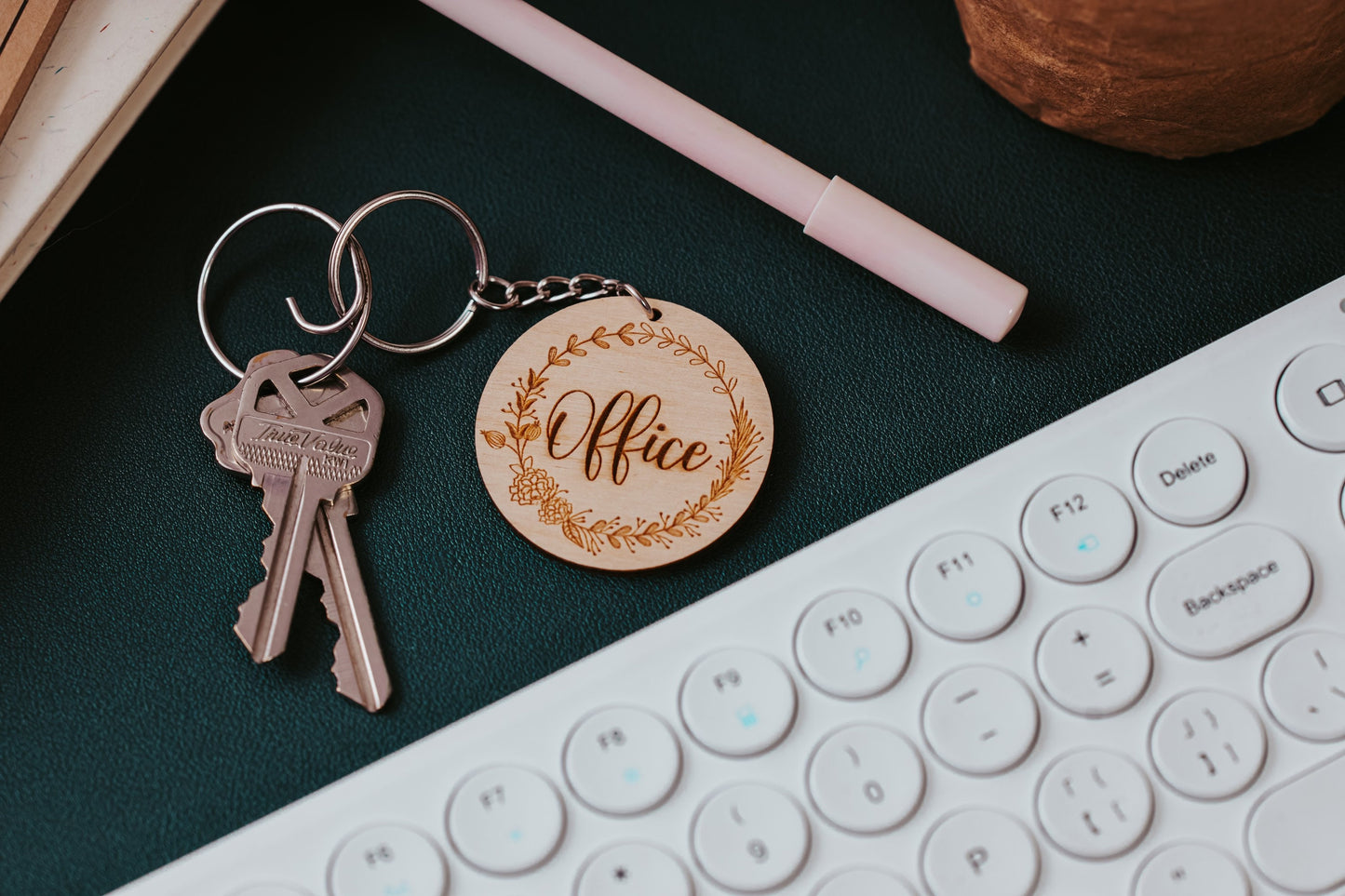 Floral Office Keychain Gift For Her, Mom Boss Work Office Key Fob Christmas Gift For Boss Lady