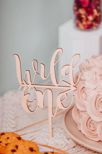 Wooden Wild One First Birthday Natural Cake Topper, Wild One Cute First Birthday Decor