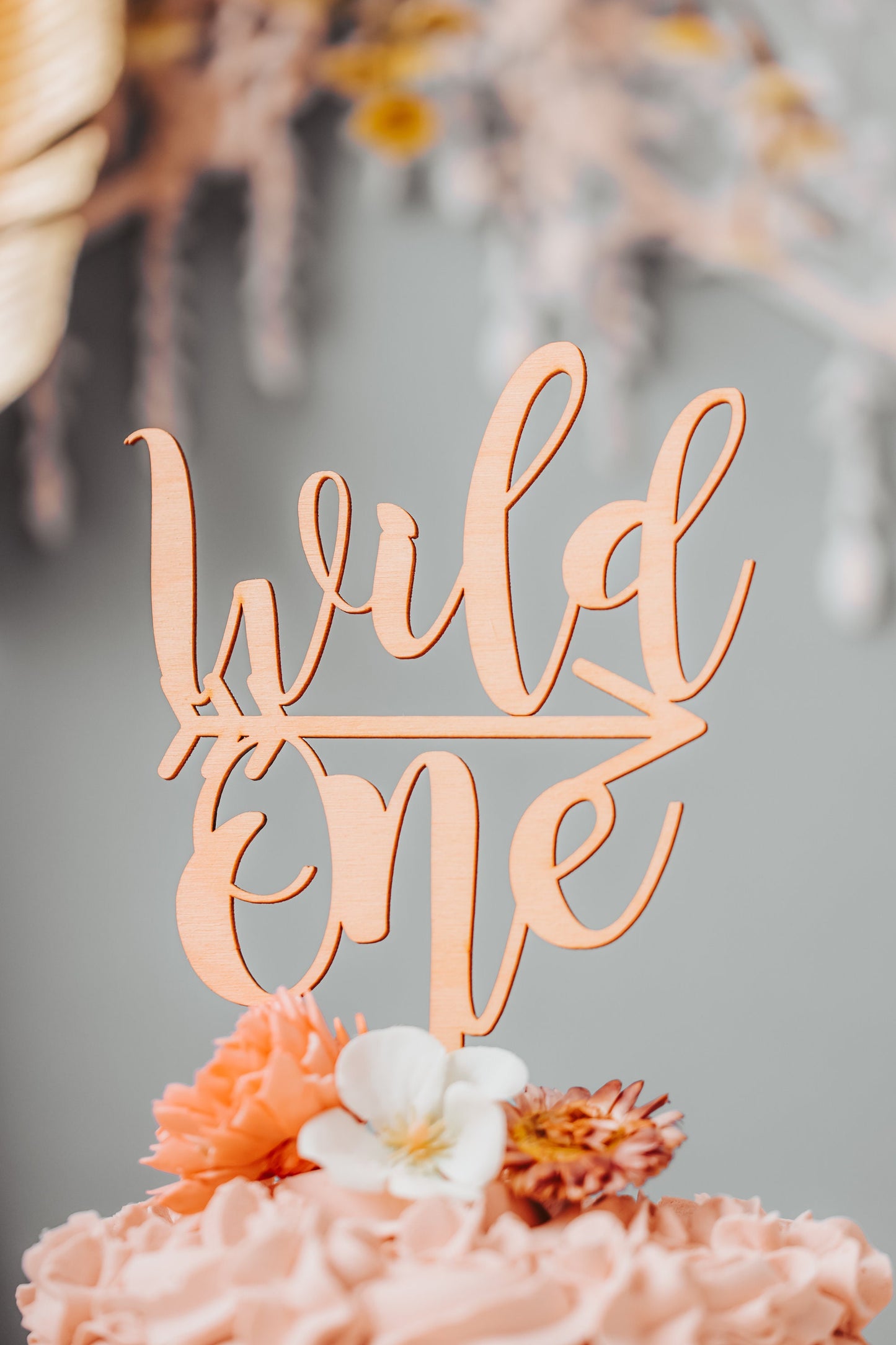 Wooden Wild One First Birthday Natural Cake Topper, Wild One Cute First Birthday Decor