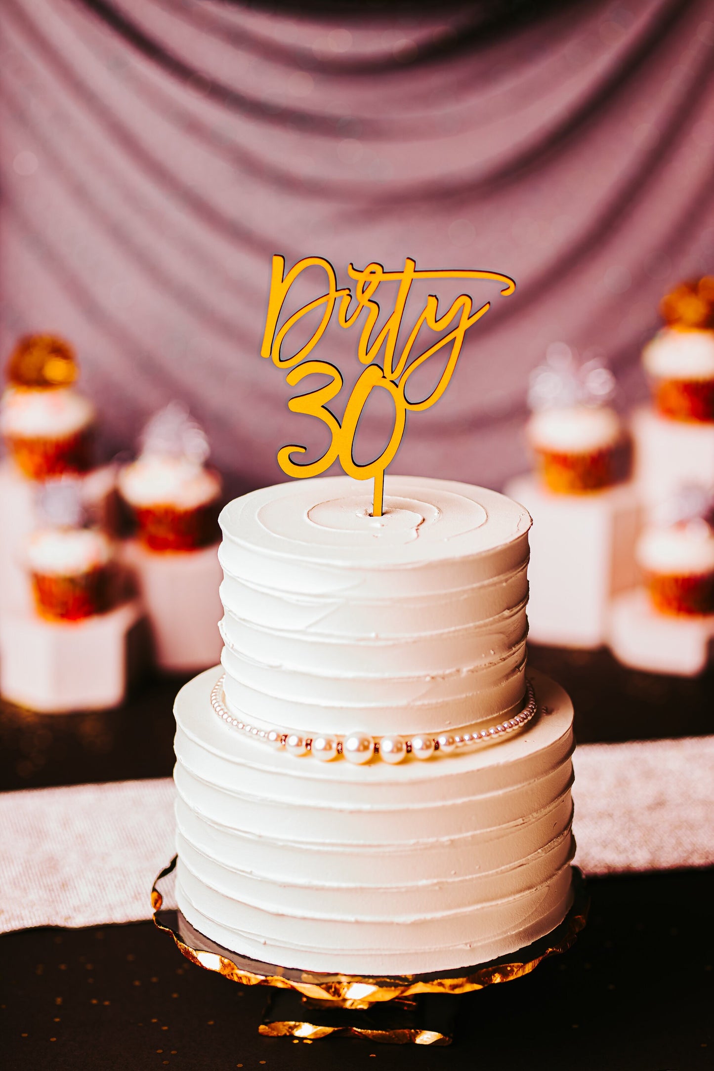 Rose Gold Dirty 30 Funny Wooden Cake Topper For Her Birthday Party, Gold Black Silver Dirty Thirty Funny Birthday Cake Topper For Him